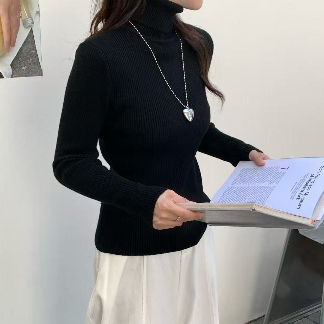 女针织宽松型半高领常规款衫打底衫高领毛内搭