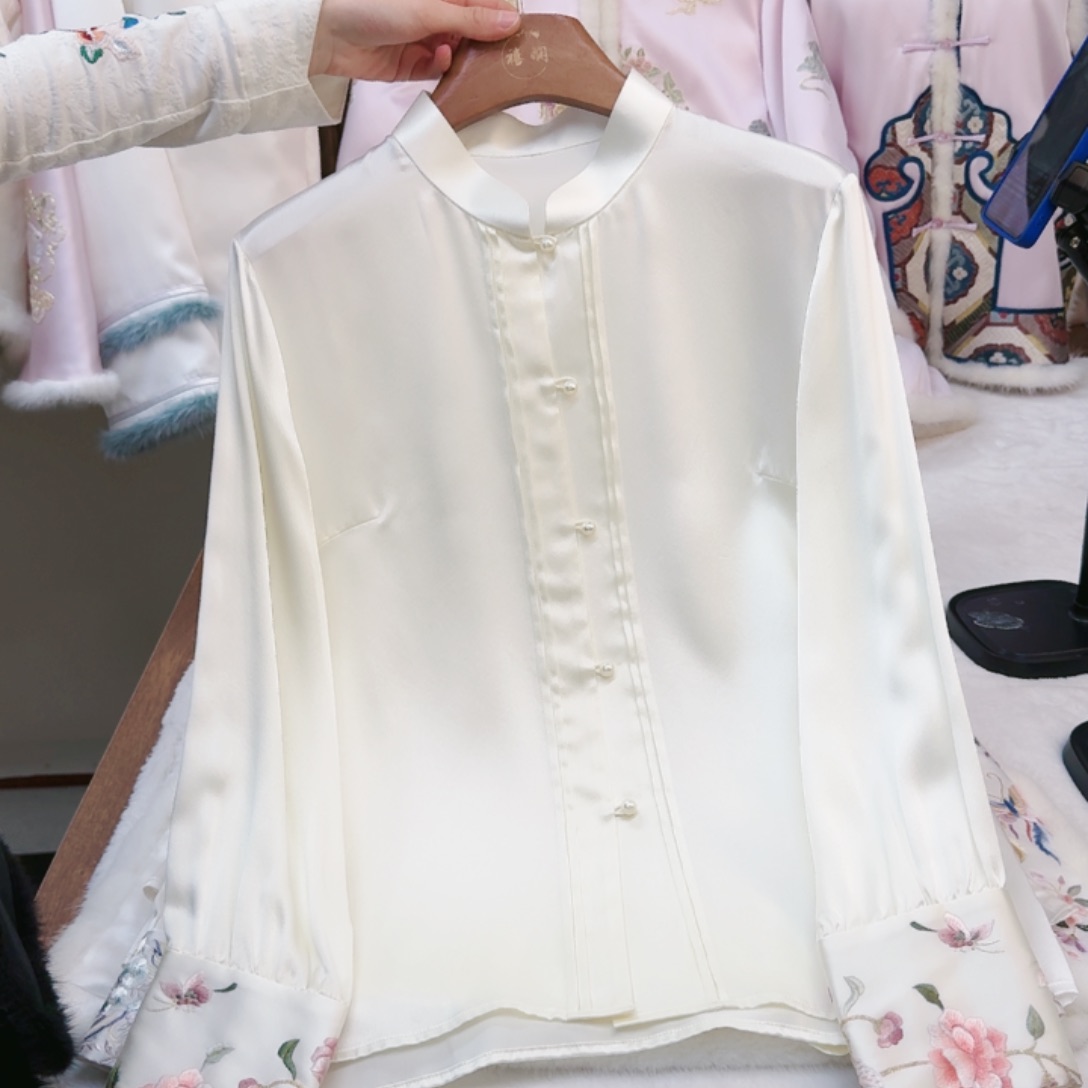 织绣真丝真丝真丝衬衫