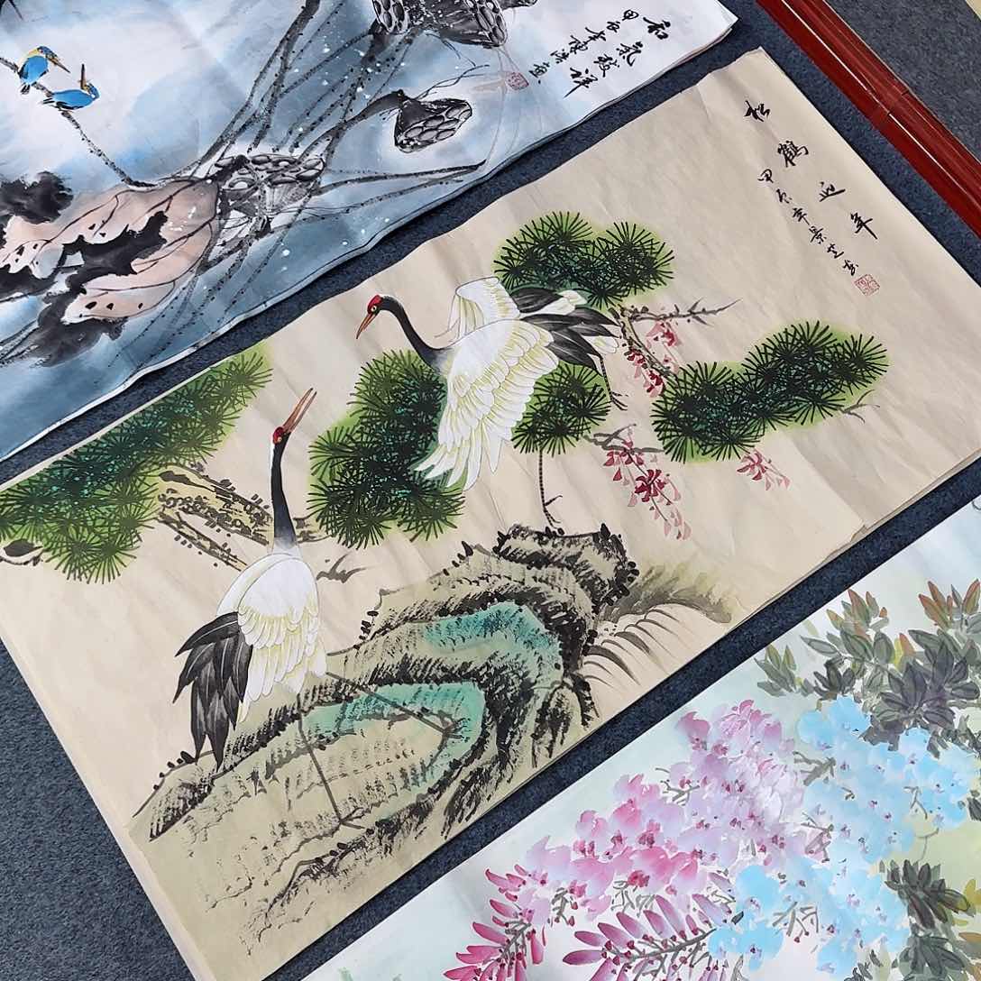 国画尺寸50X100手绘作品 