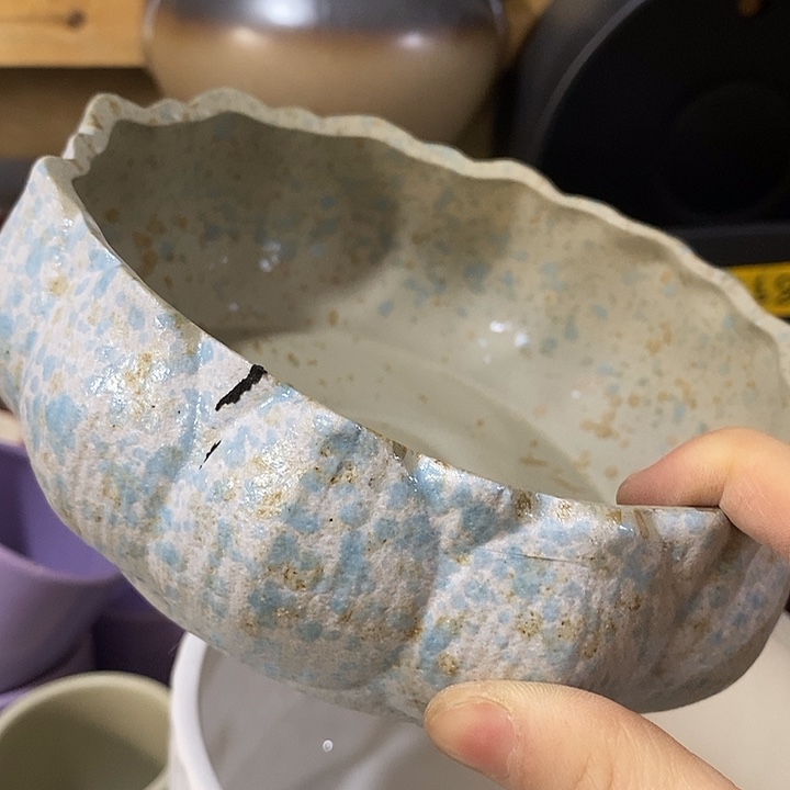 陶盆有孔 瑕疵针孔漏釉介意勿拍外口 16外高6