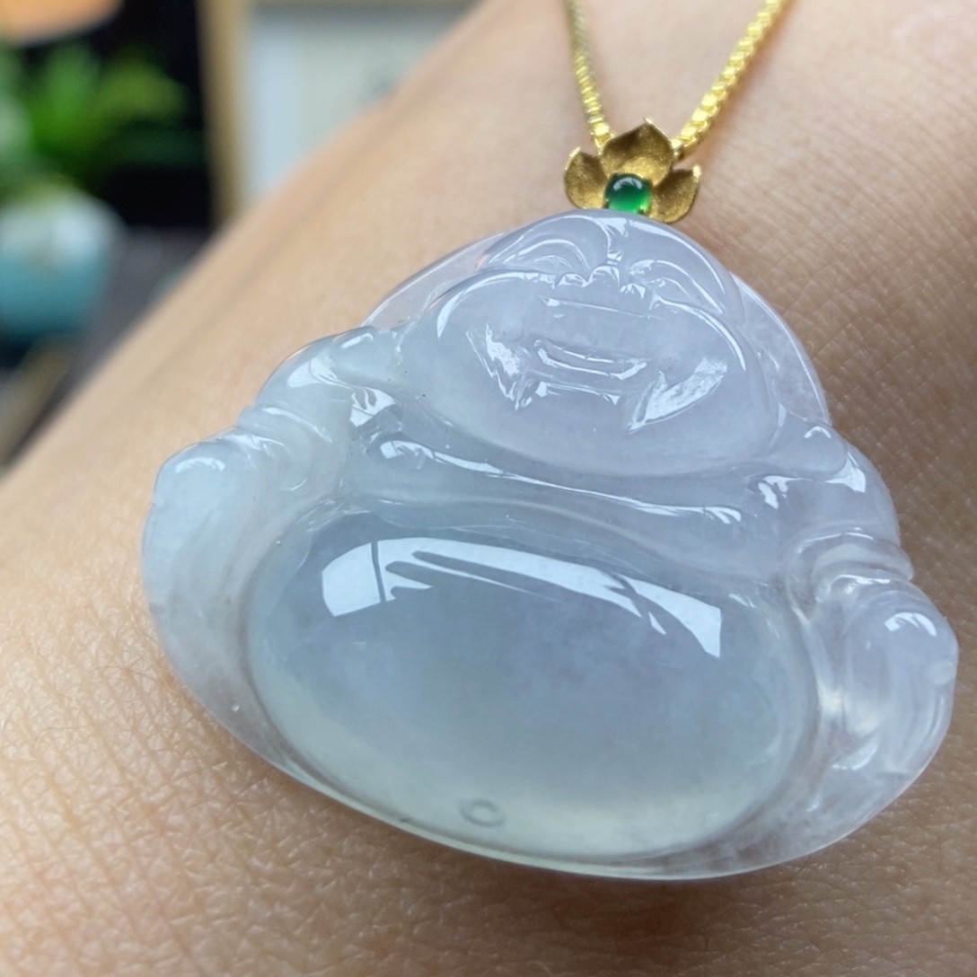 翡翠18K金镶嵌颈饰吊坠10