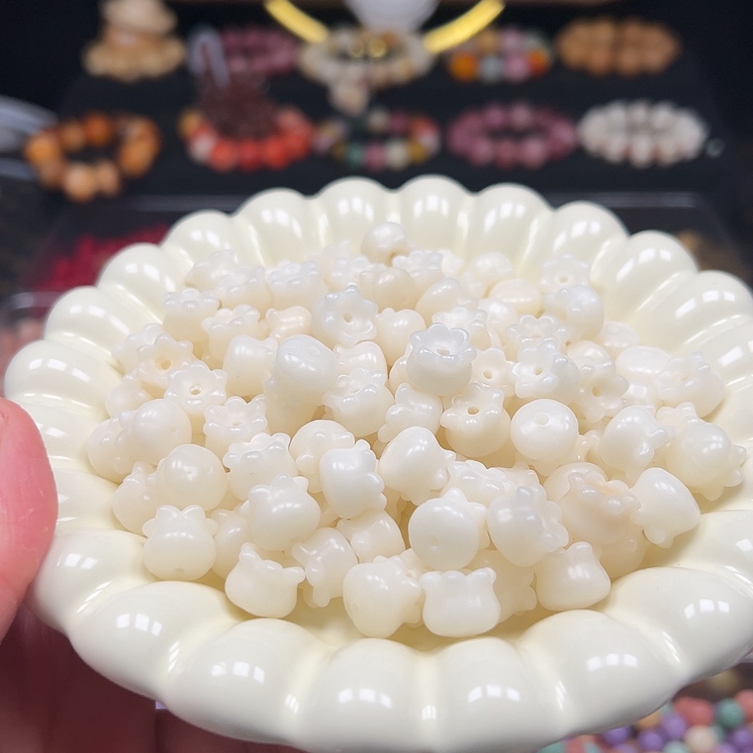 菩提根/象牙果手串卡12素白铃兰花25颗