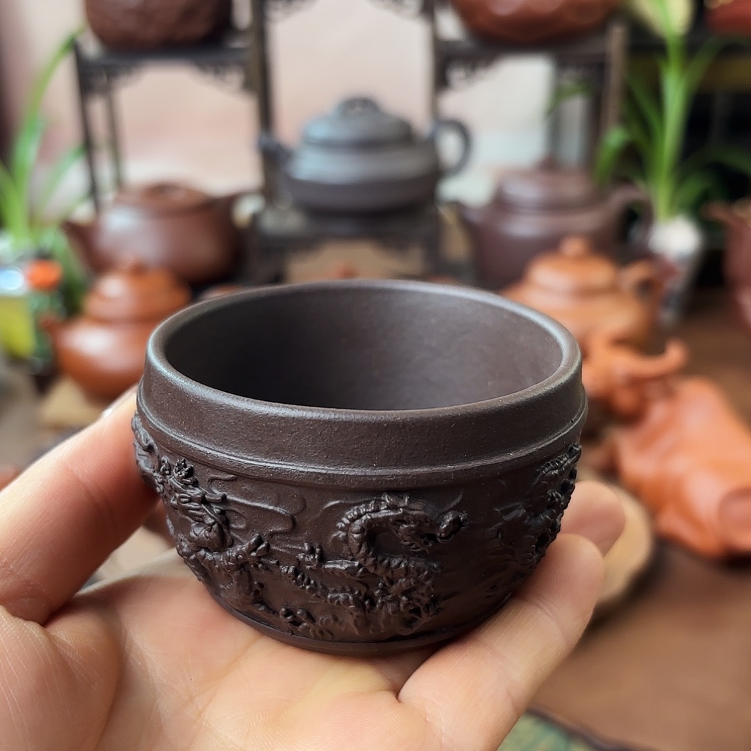 茶壶紫砂主人杯老紫泥100cc