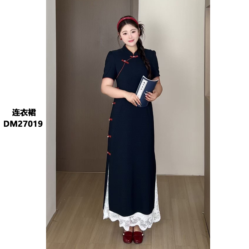 青青【北平往事】大码女装微胖mm显瘦新中式改良旗袍连衣裙DM27019