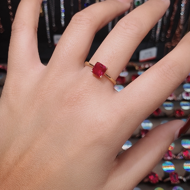 红宝石戒指银S925镶嵌6金