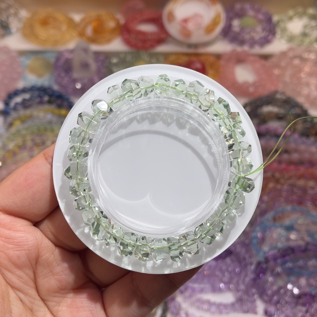 水晶手链未镶嵌绿水晶切割面单圈