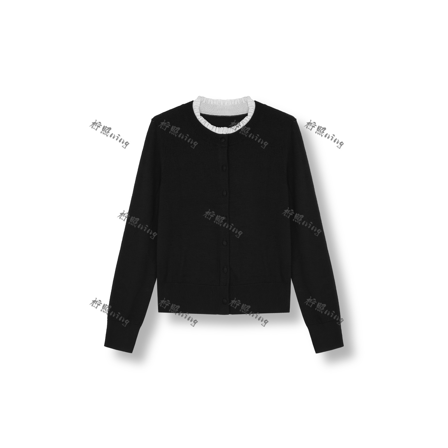 （773） 法式轻奢风荷叶领针织开衫百搭打底25AW7018