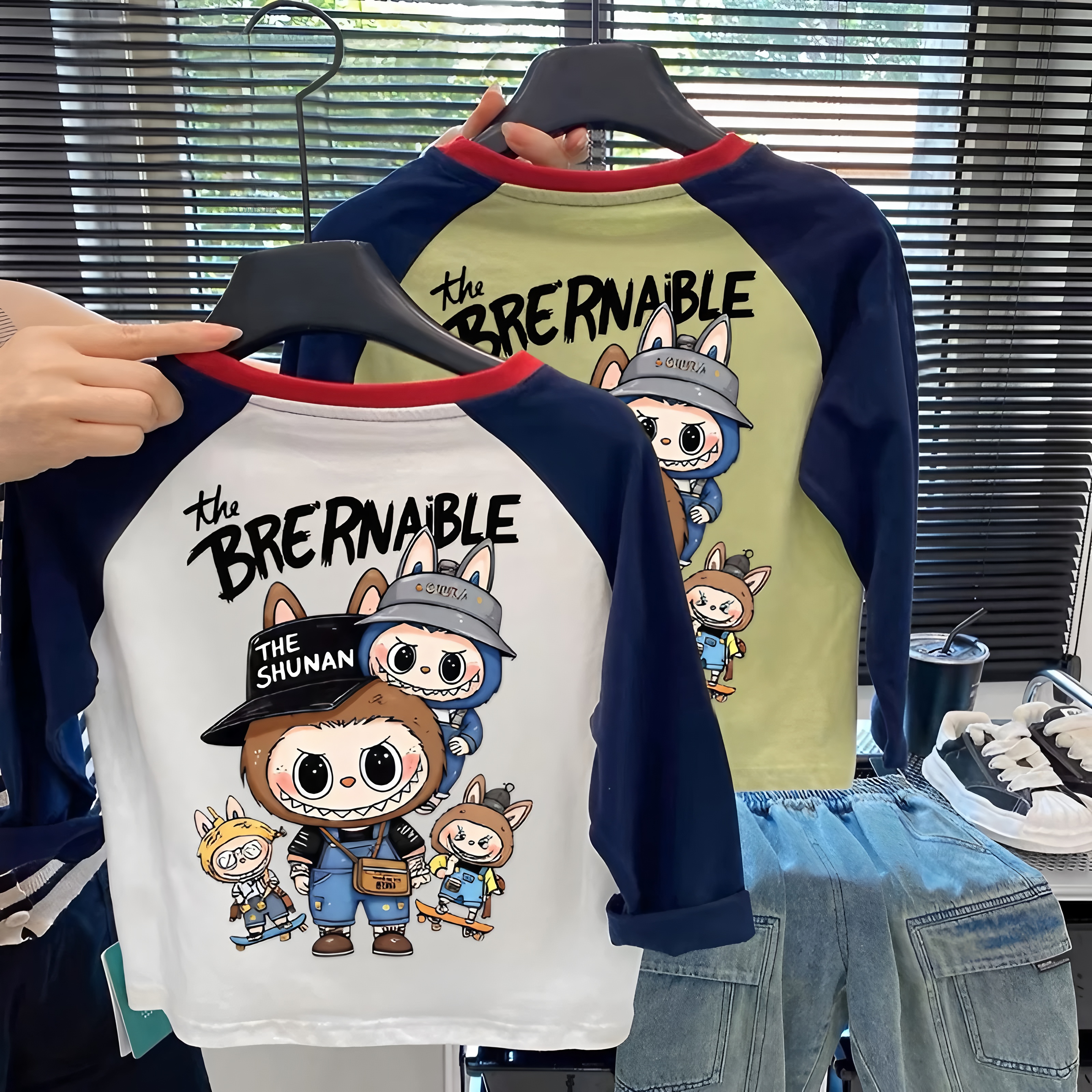 儿童卡通拉布布纯棉长袖t恤秋季新款休闲百搭上衣t印花圆领打底衫