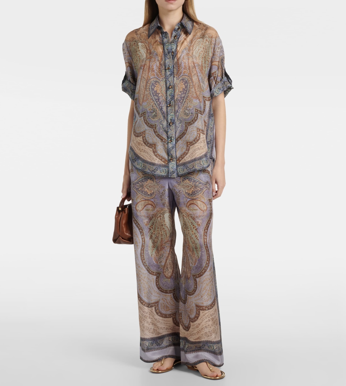 新款印花时尚休闲女士套装宽松复古阔腿ZS9937+ZX9937上衣