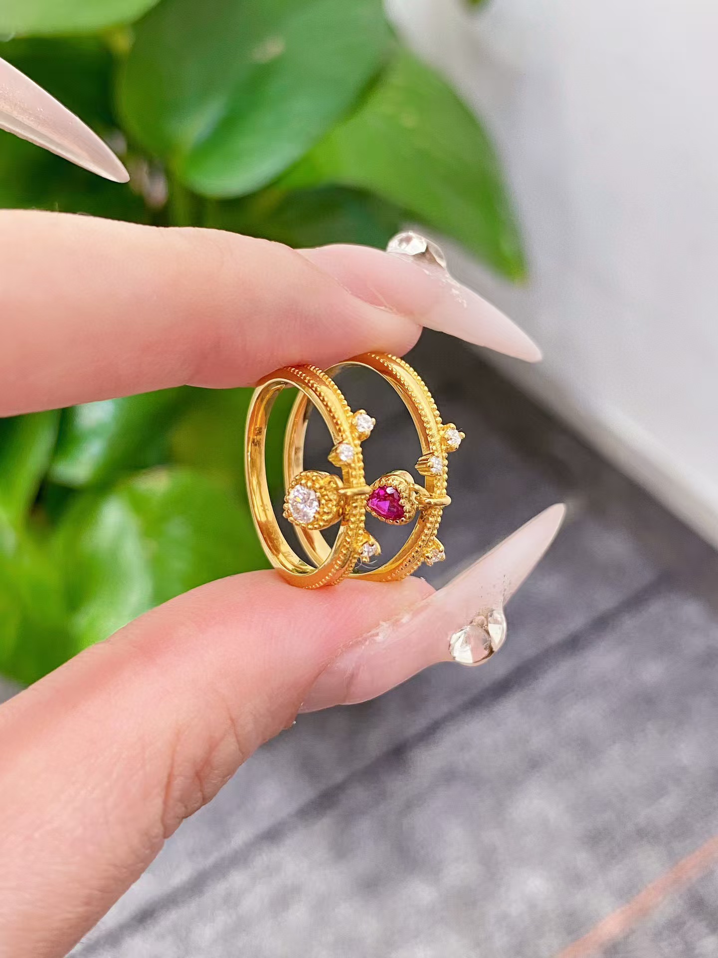 云珑珠宝甄选 足金999 爱心戒指 多样选一 总重出售