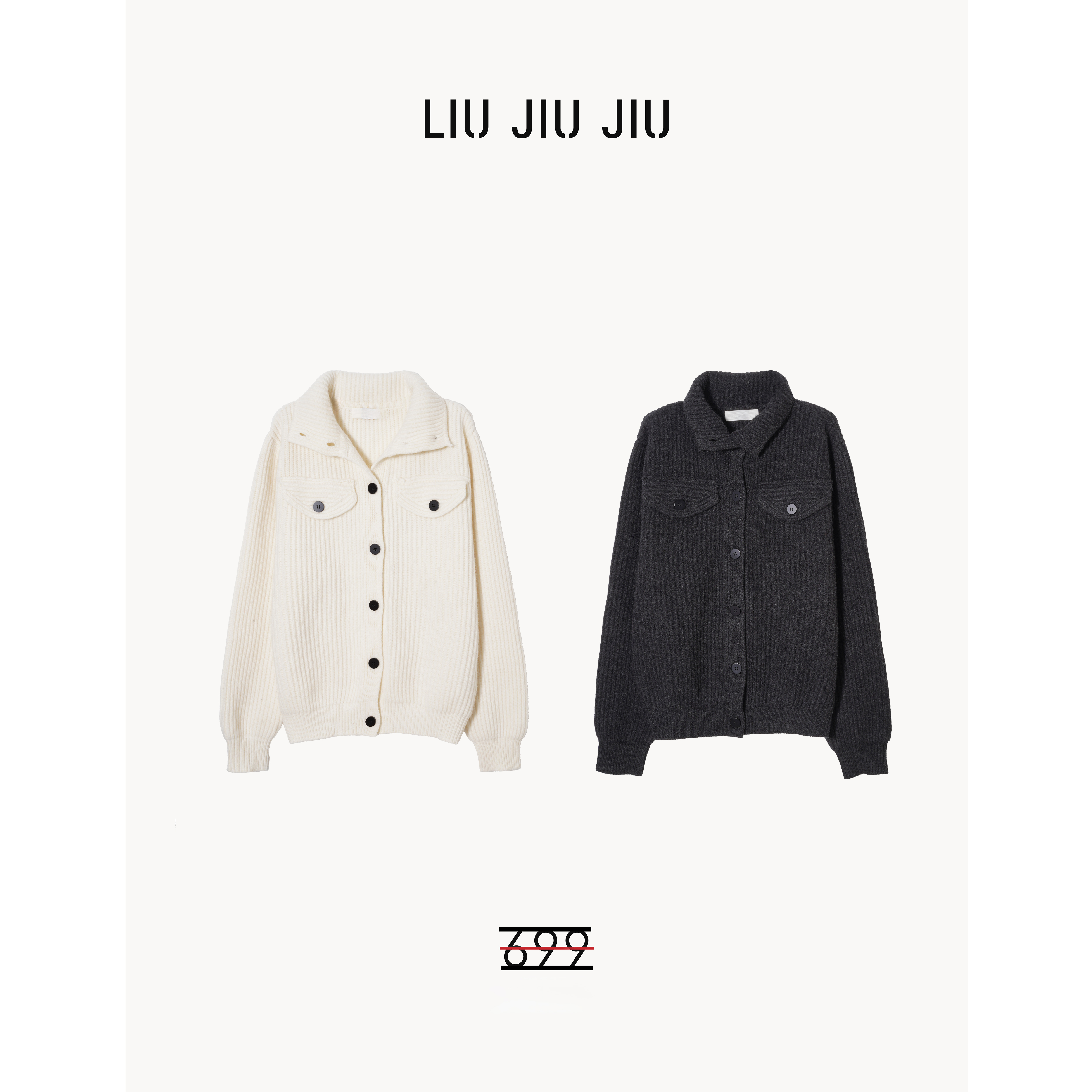 LIUJIUJIU 高端定制欧货羊毛混纺单排针织立领设计感毛衣MY5503L