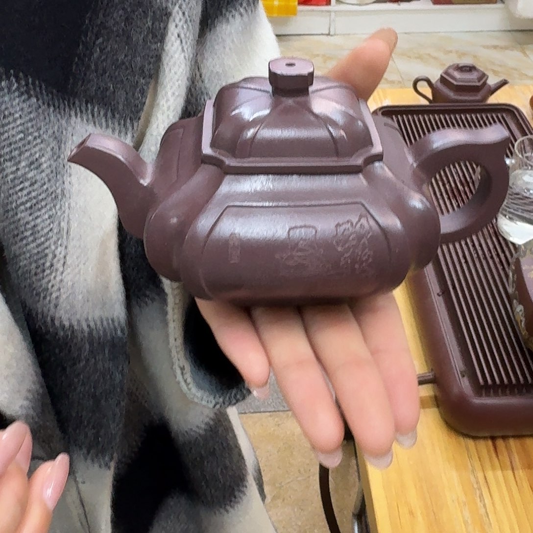 紫砂茶壶紫砂壶四方抽角井栏260cc