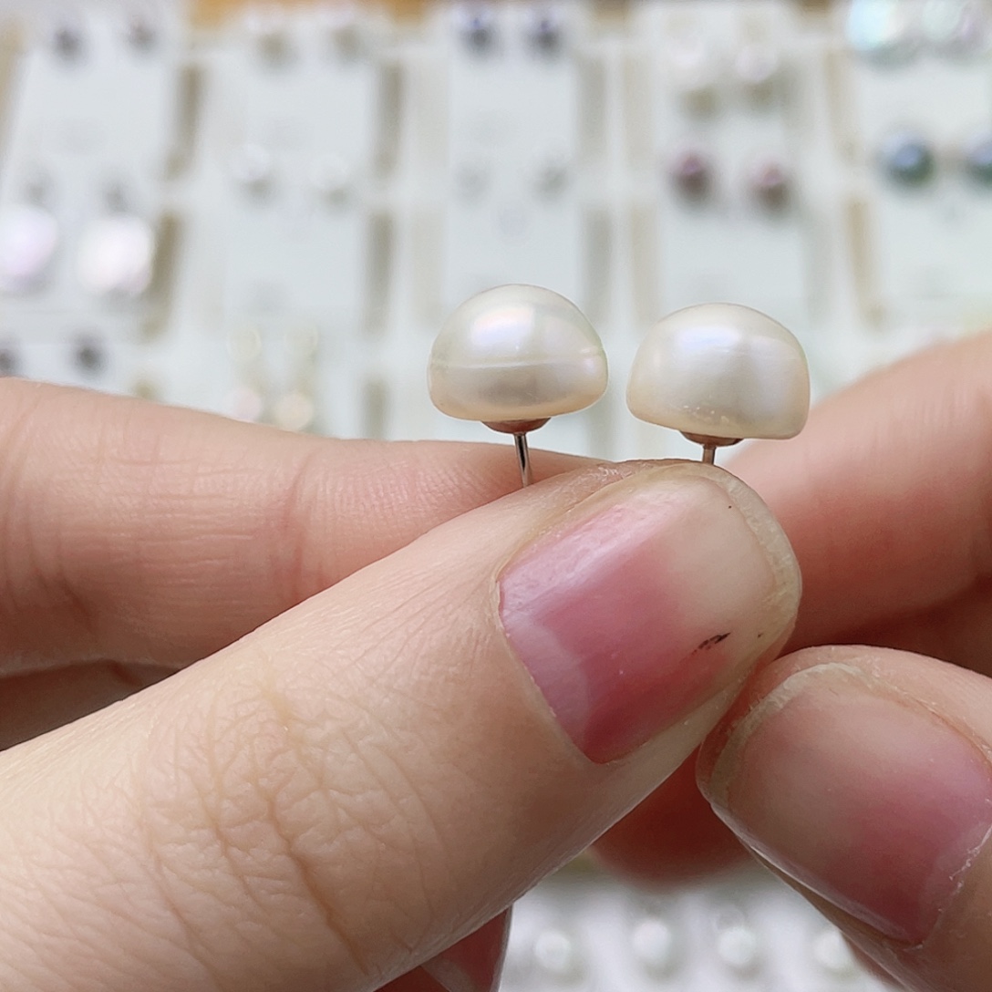 d***i银S925镶嵌淡水珍珠耳饰