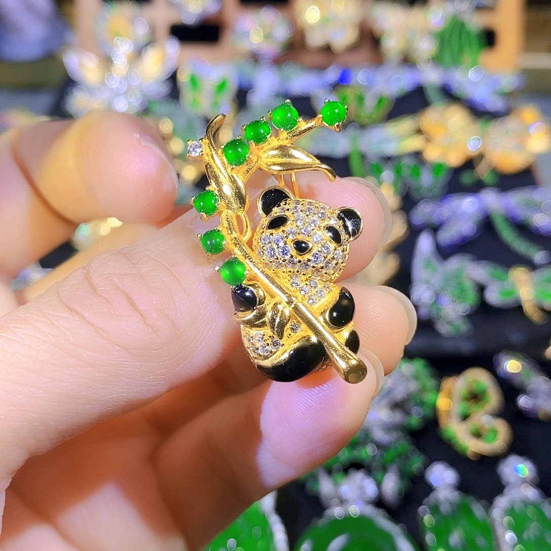 吊坠(不含链)银S925镶嵌翡翠