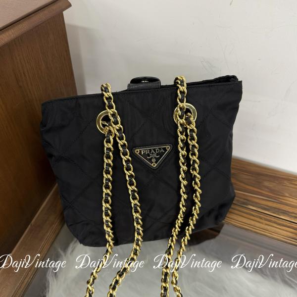 大吉中古/Prada普拉达黑金20降落伞单肩包