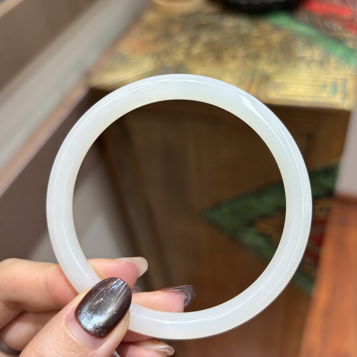 112515wt和田玉青海料羊脂白玉手镯约61.5圈口22.62克