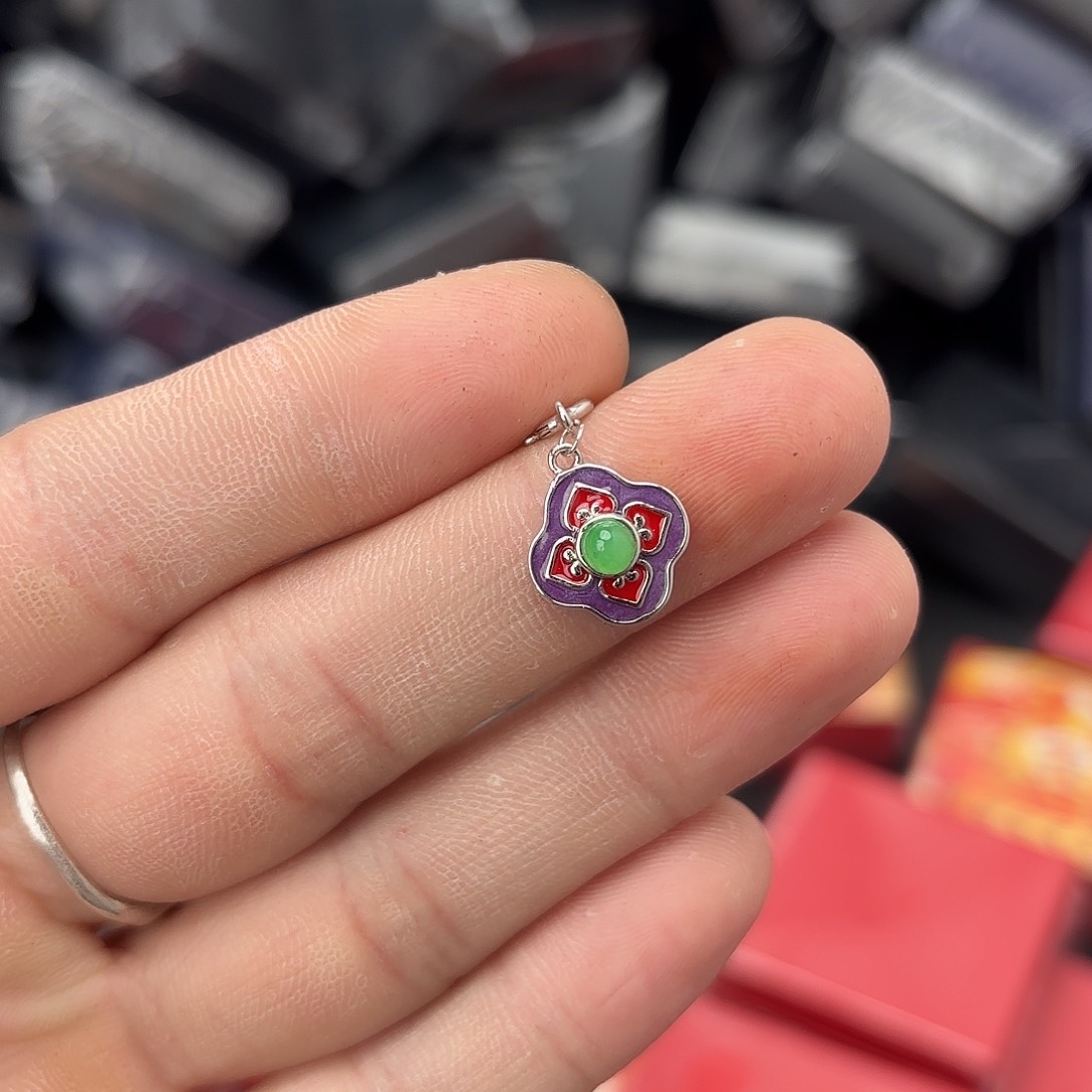 翡翠戒指银S925镀金镶嵌