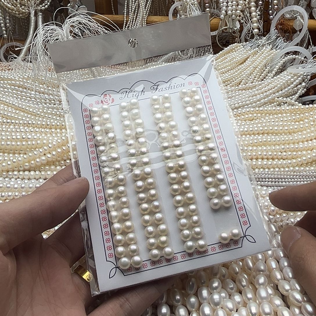 零***.半成品淡水珍珠未镶嵌十对卡5-6半孔
