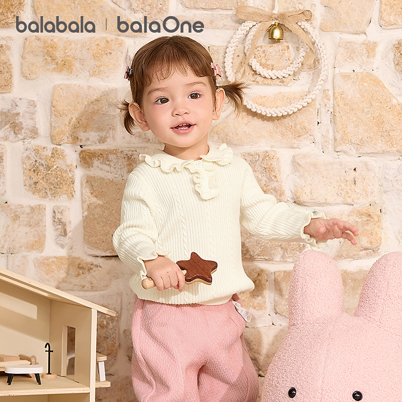 【balaOne】巴拉巴拉童装宝宝毛衣2025新款冬装婴儿针织衫女童毛衫