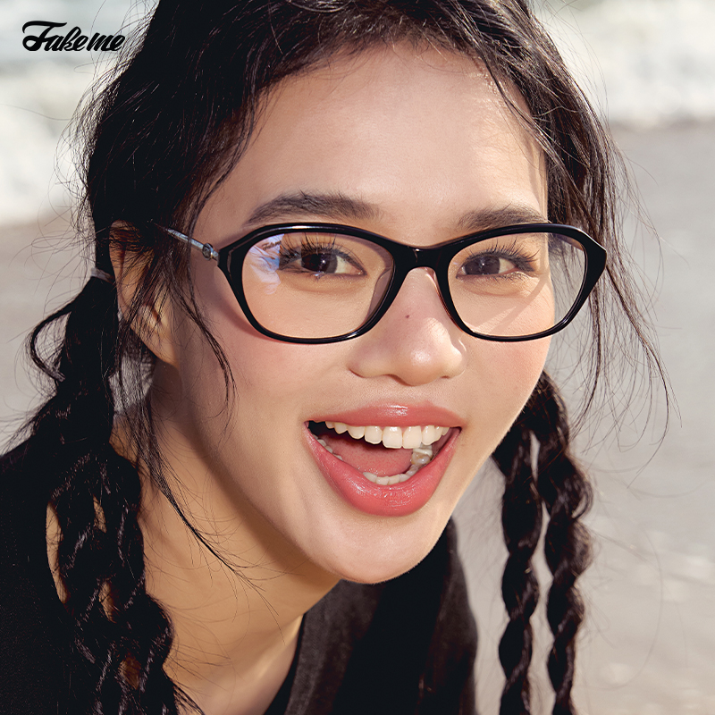 Fakeme (达人专属)热巴同款板材老钱风素颜镜可配近视慵懒感cindy