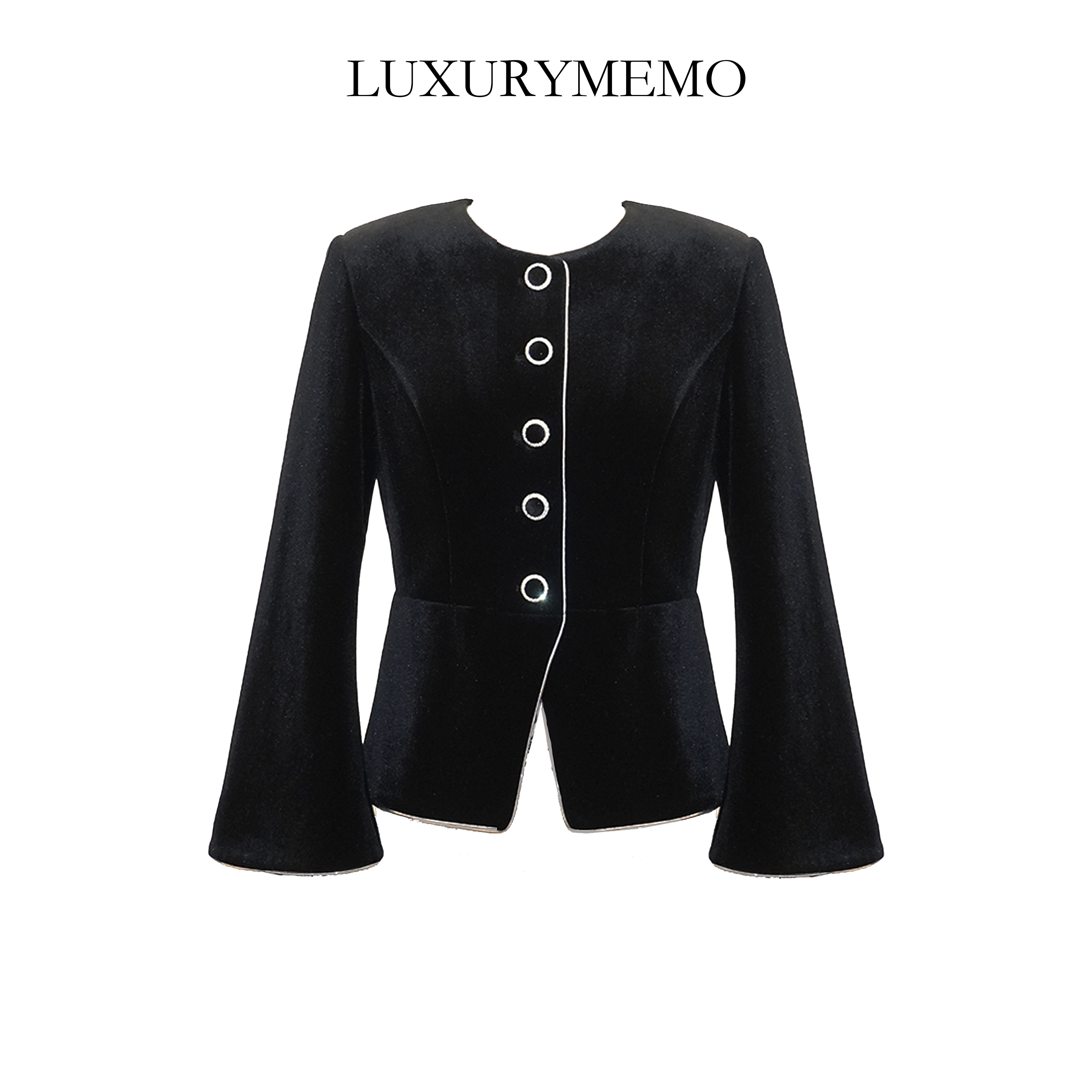 LUXURYMEMO【伯爵夫人】显瘦气质单排扣轻奢短款棉服秀场外套