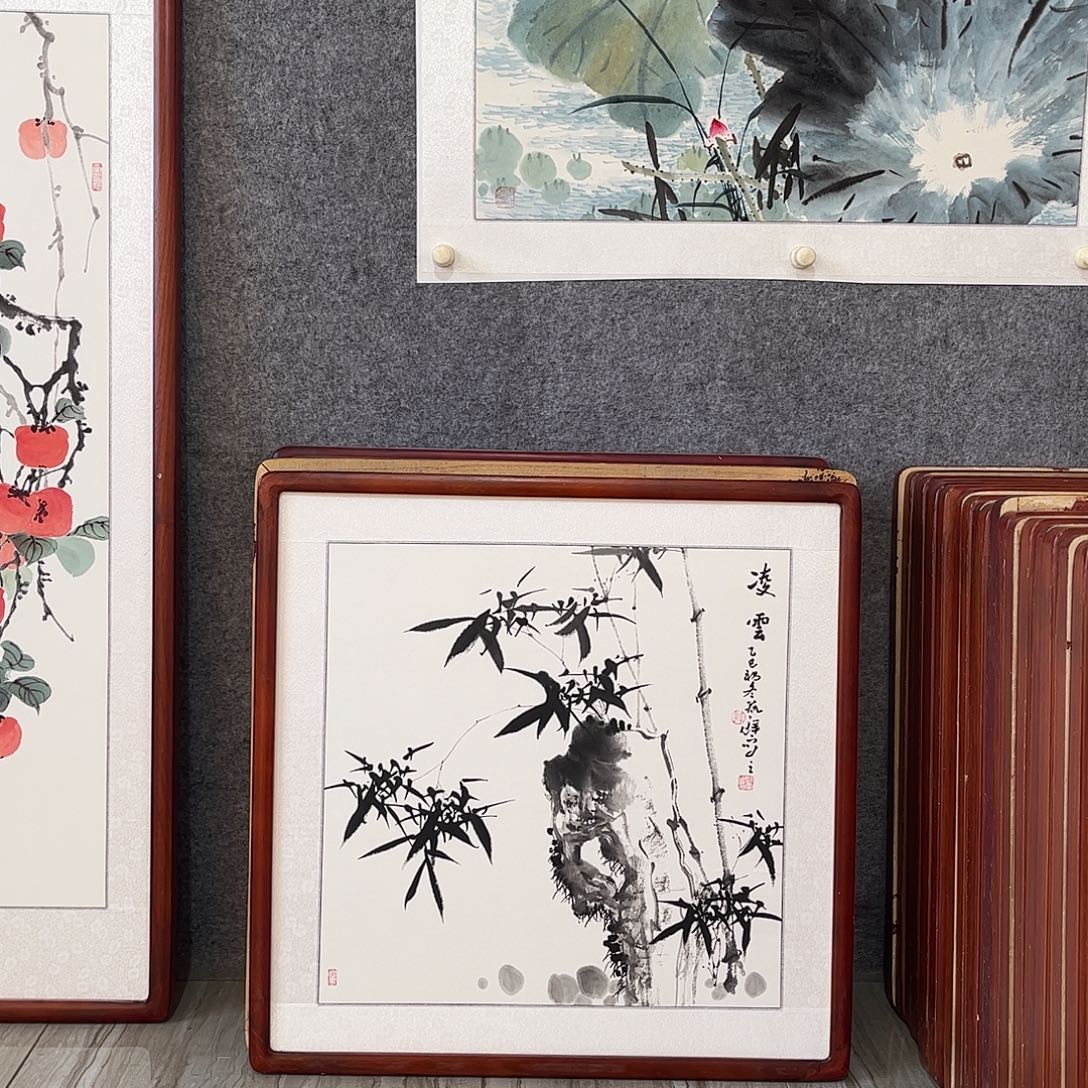 国画书画作品带框63×63