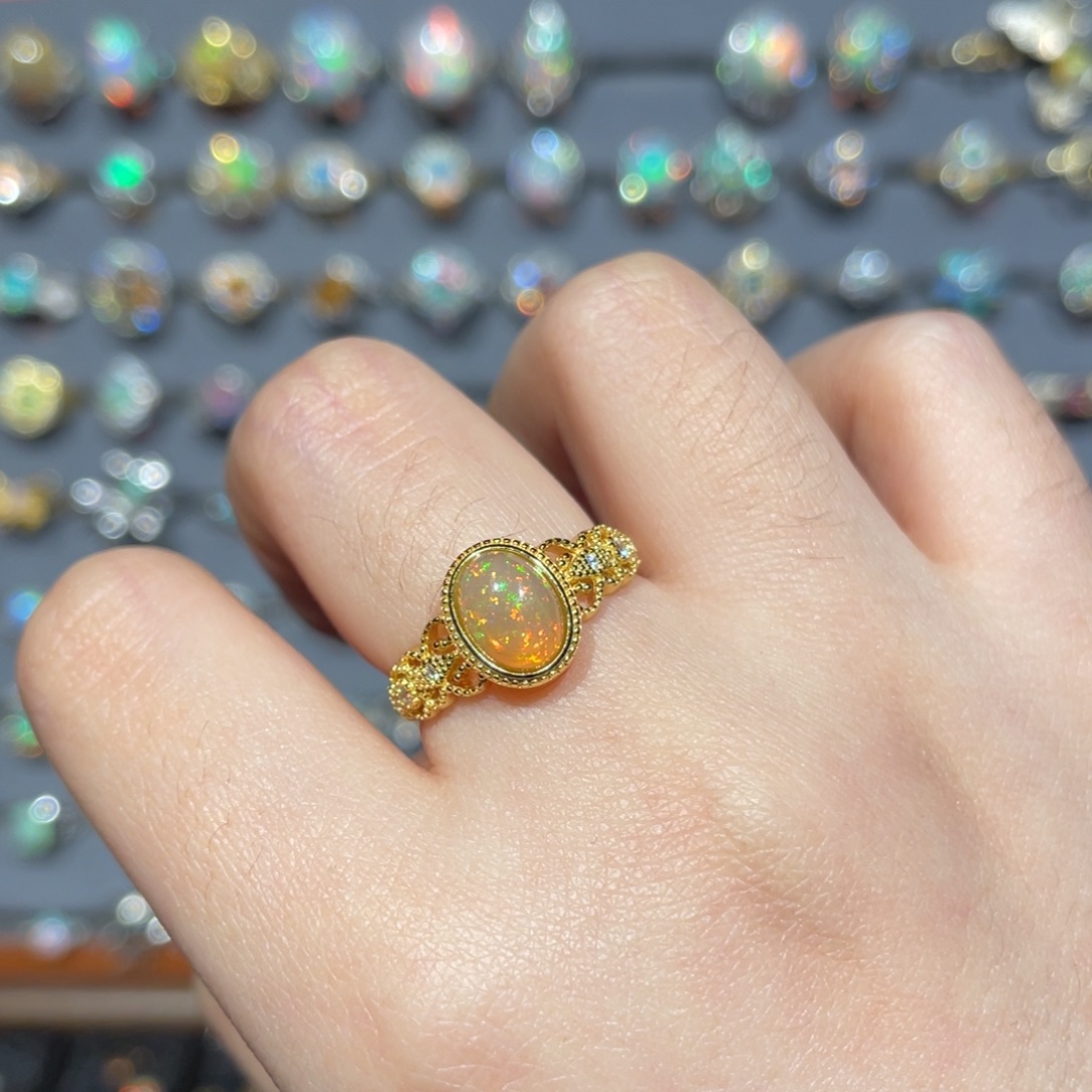 欧泊银S925镶嵌欧泊戒指