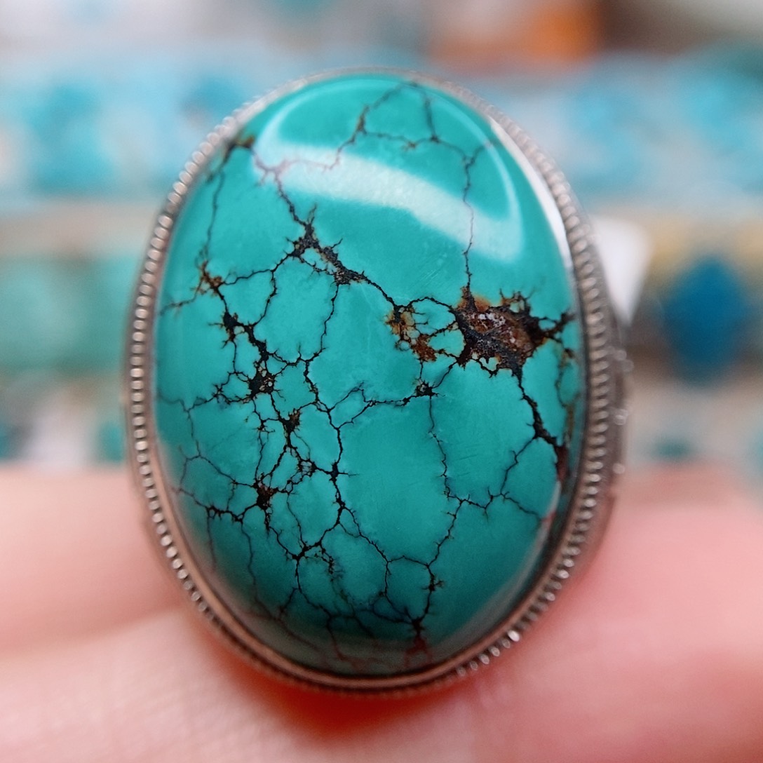 绿松石戒指银S925镶嵌