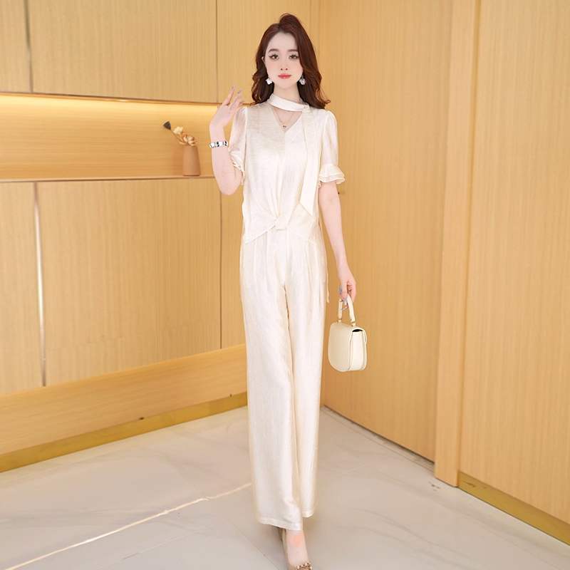 【两件套】夏季时尚女神修身洋气宽松气质休闲百搭显瘦减龄女装套裤