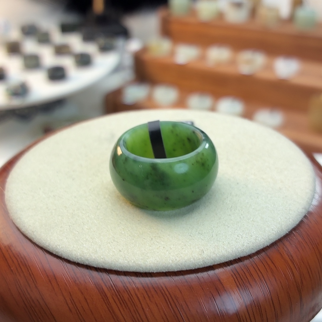 和田玉未镶嵌戒指i20碧玉墩墩16.8mm