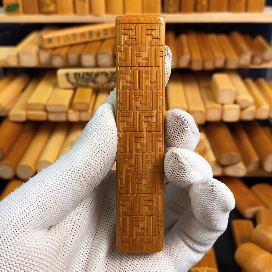 竹实心竹方扁雕刻满纹