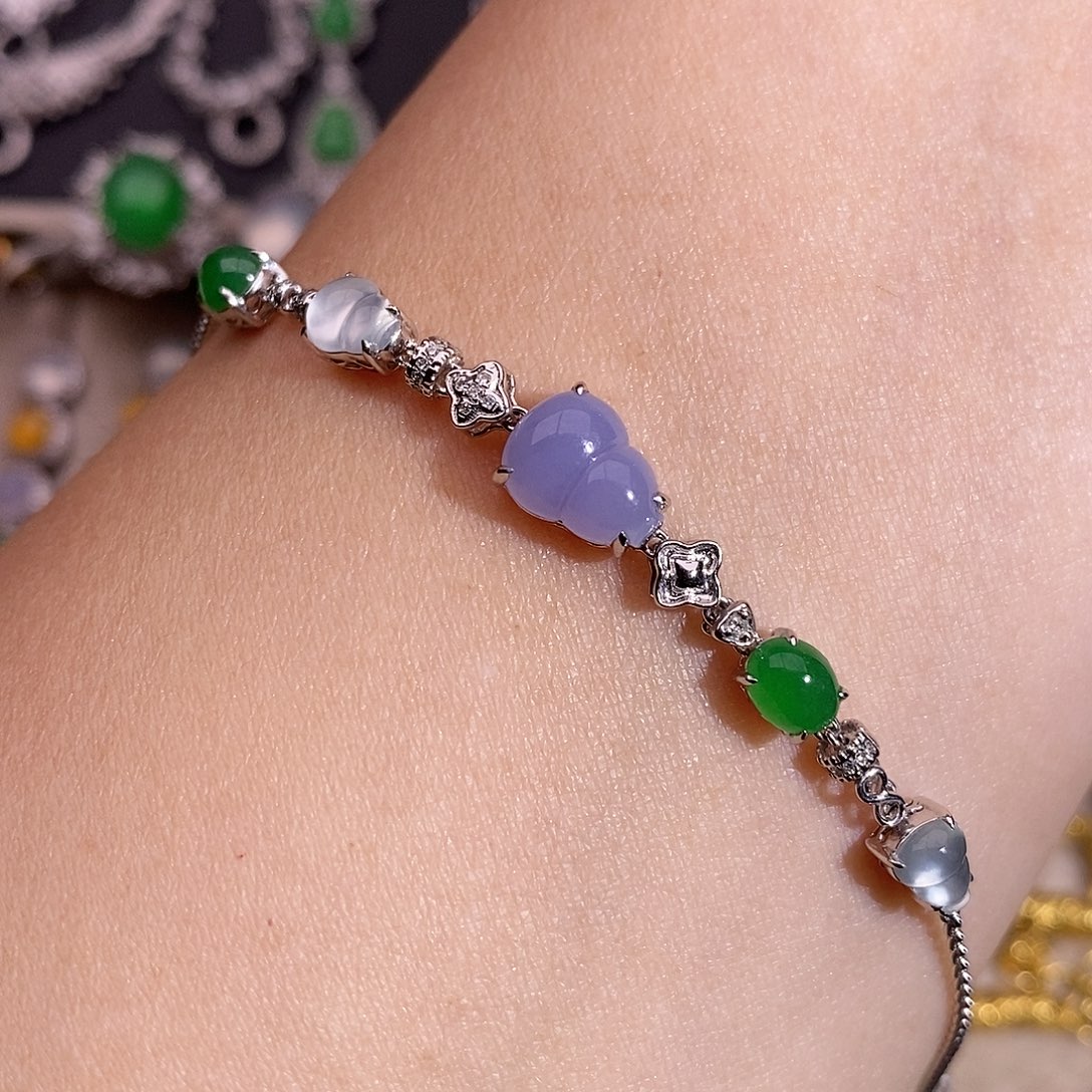 翡翠18K金镶嵌手链