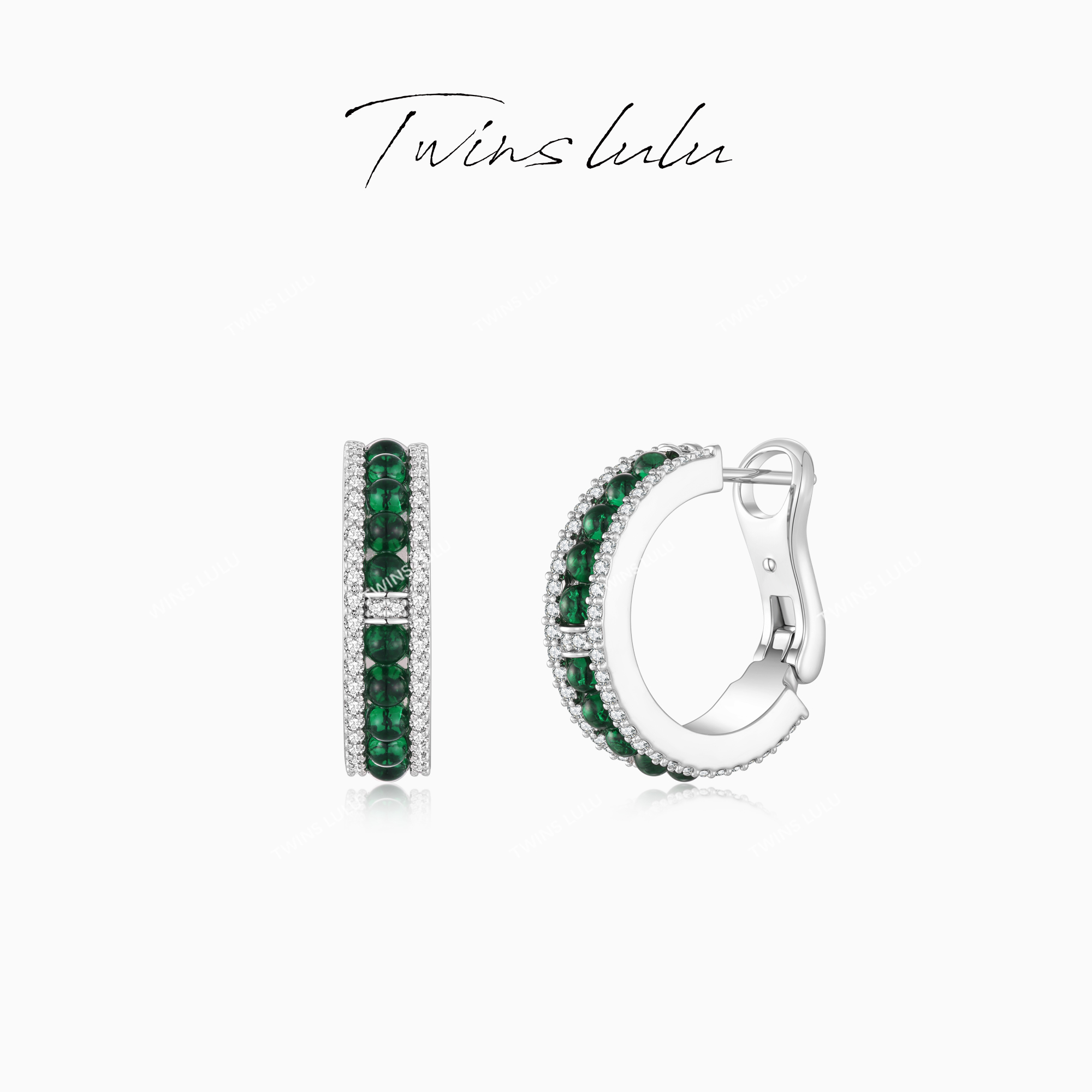 TWINS LULU 气质高级感绿色C形耳环TSL2920
