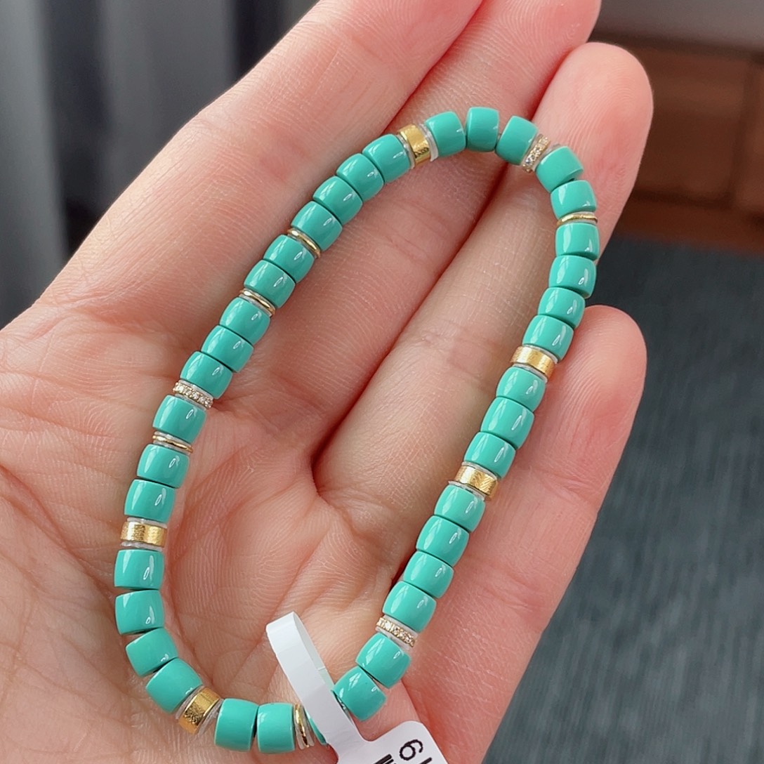 绿松石18K金镶嵌珠宝半成品