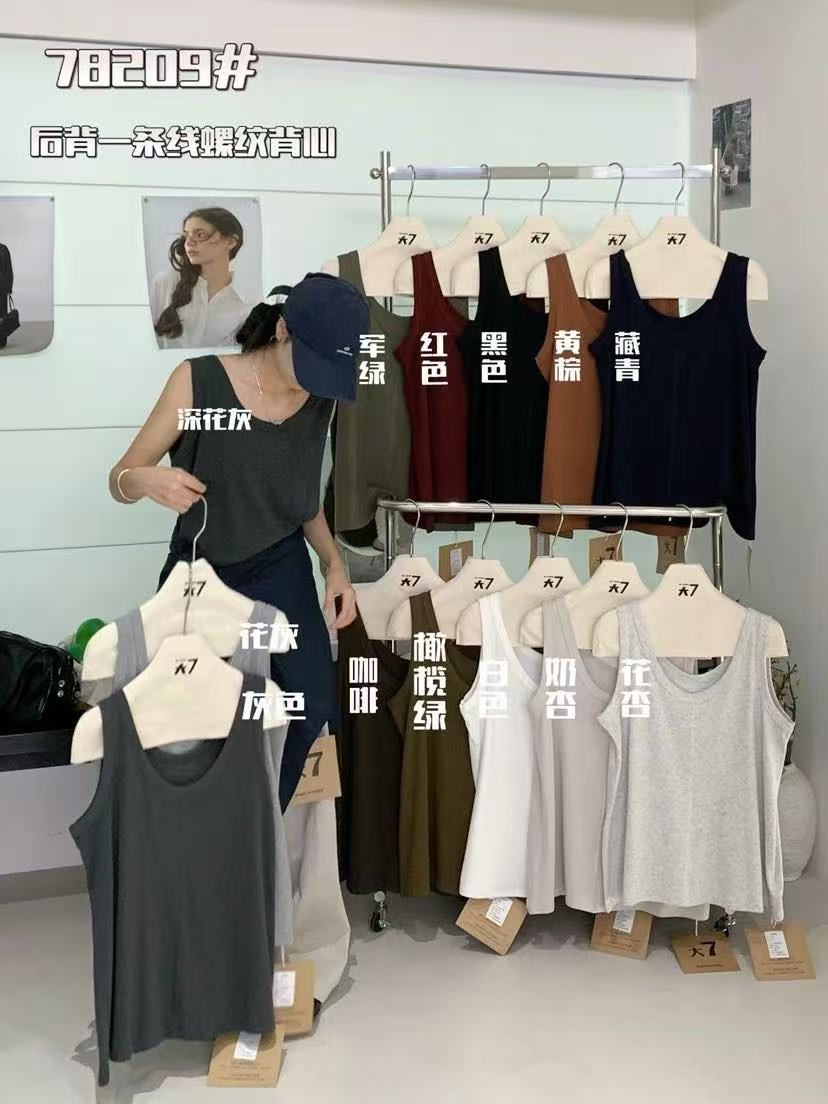 D7#78209#后背一条线螺纹背心 FL