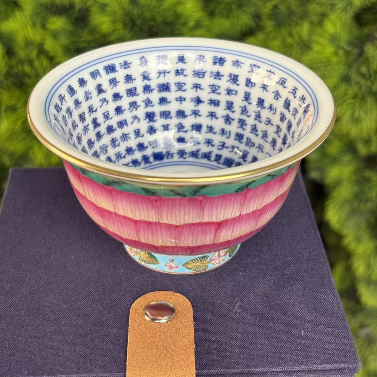 手绘莲花心经压手杯-100ML-AA975