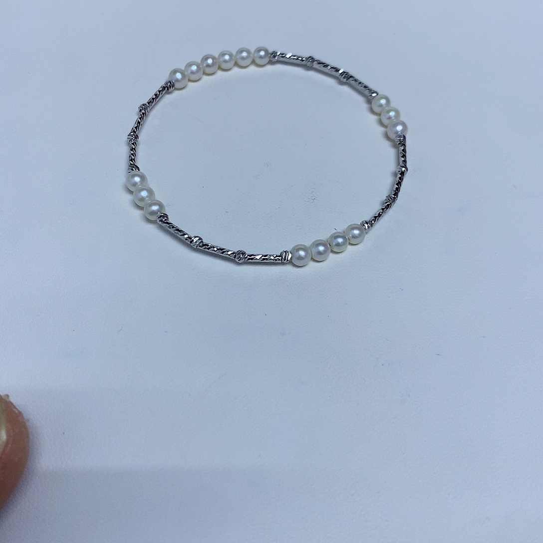 手链淡水珍珠银S925镶嵌4-5