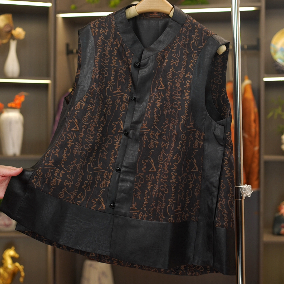 【墨香】2025新中式香云纱老料双面双穿拼接早春马甲