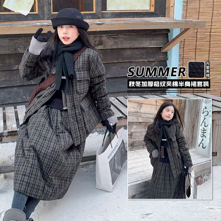棉袄/棉服韩版格子女童中大童