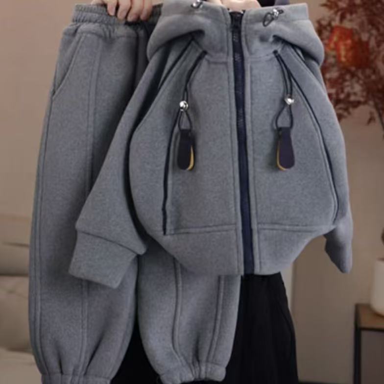 【双面加绒加厚】儿童秋冬装加绒套装2025新款男童新款欧套装