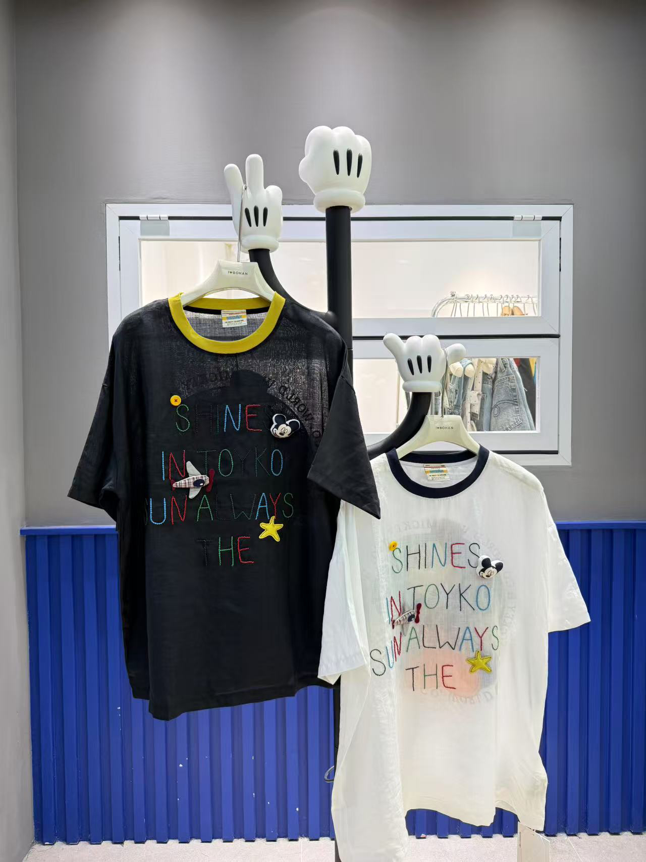 5110#深圳BOHAN秀秀家2025夏季新款地球米奇麻料短袖T恤