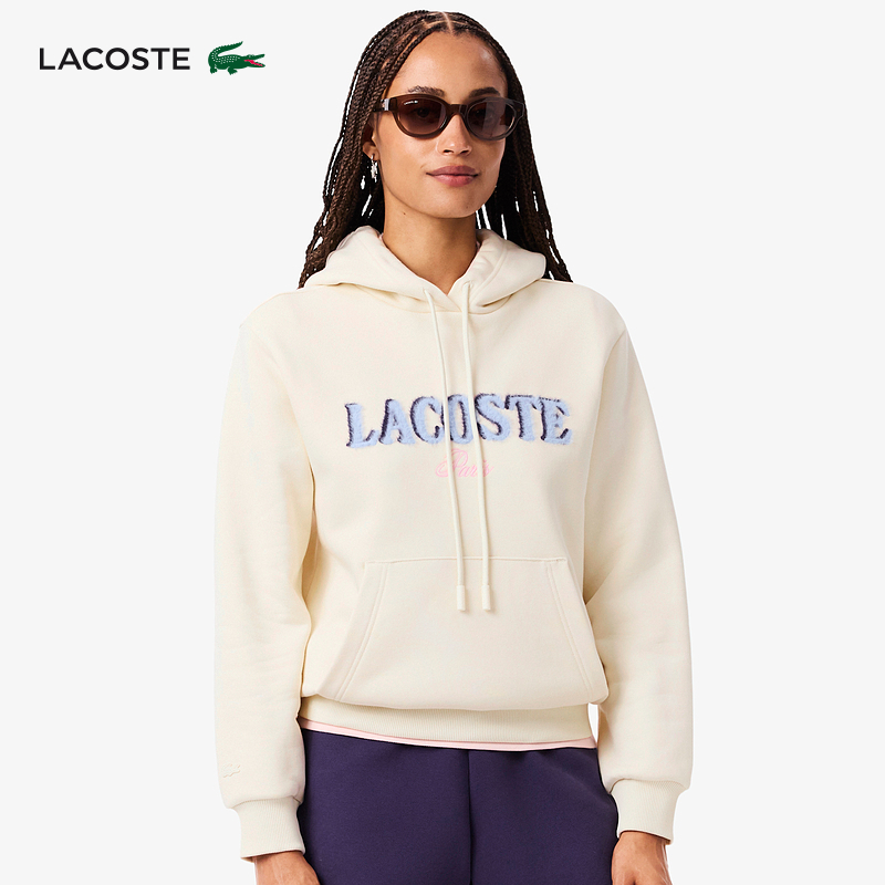 LACOSTE法国鳄鱼女装25秋季新款休闲舒适字母印花连帽卫衣|SF5243