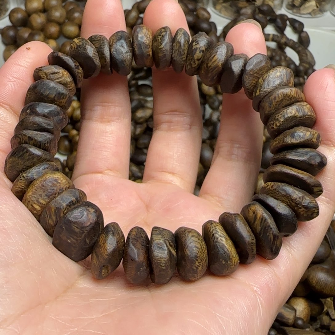 来***&沉香手串单圈树丁包壳老料高油19克+