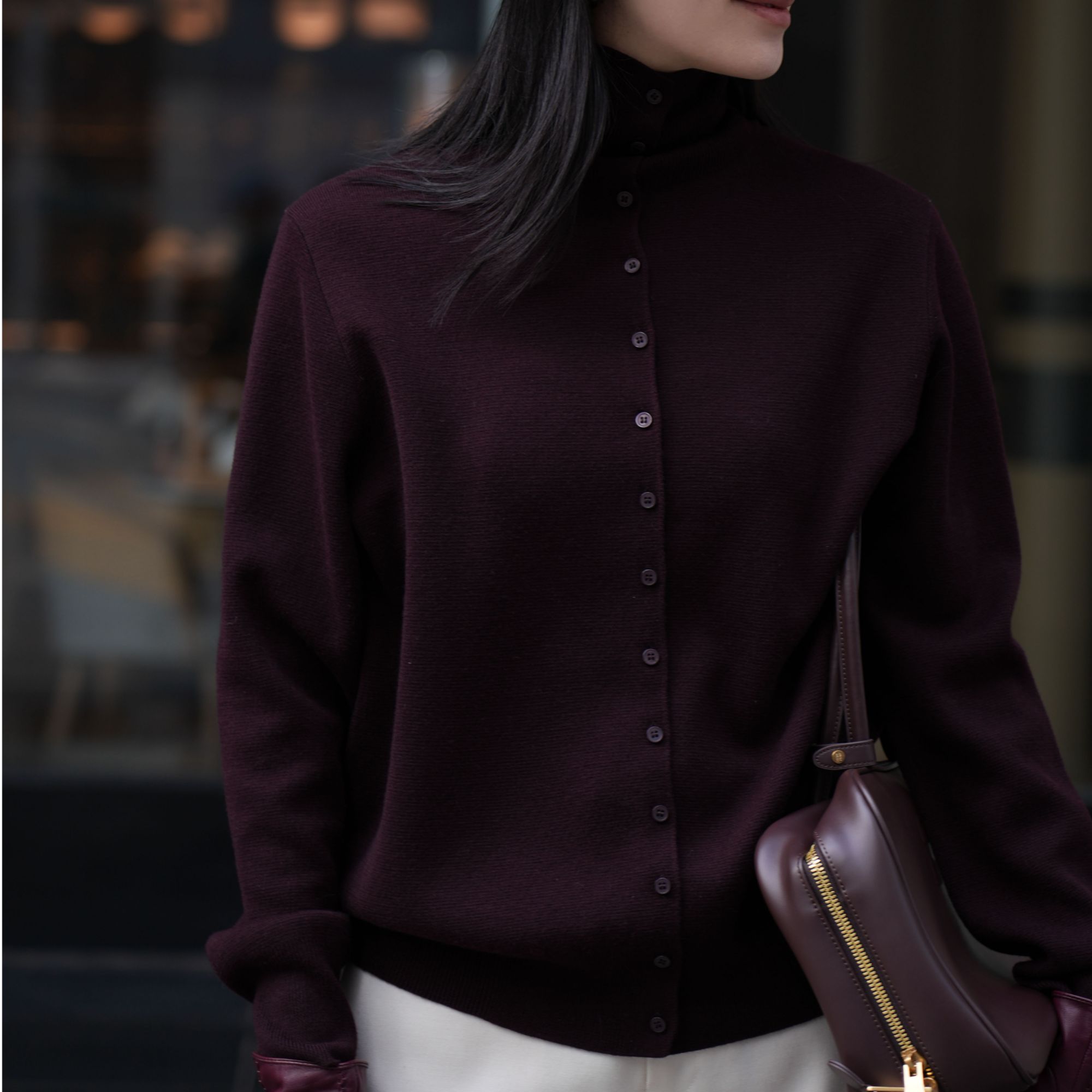 【旧日荣光】雾谷紫糯感密扣羊毛衫