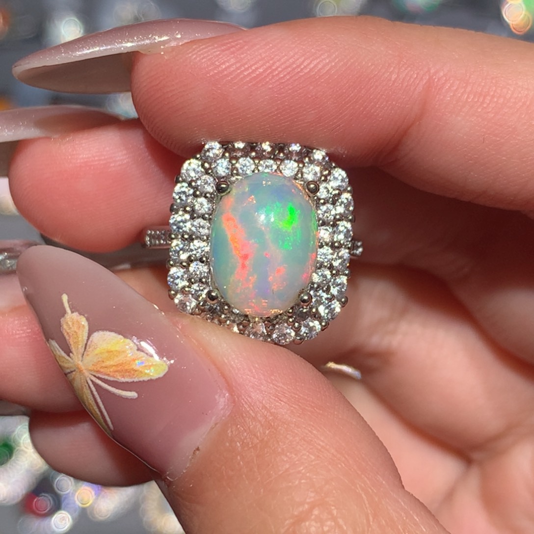 欧泊欧泊戒指y银S925镶嵌