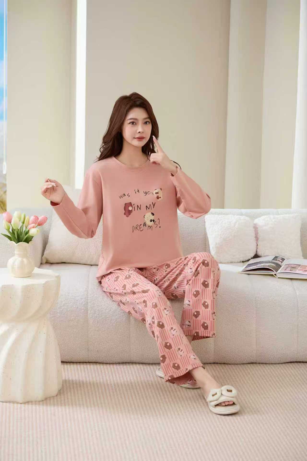 2781秋季高品质爽棉女士睡衣长袖长裤套装家居服睡衣