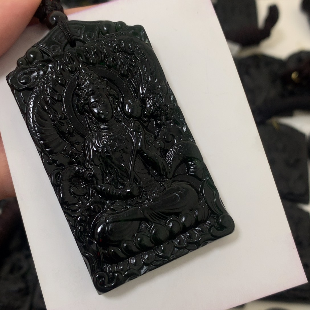 天然缅甸a货钢琴黑挂件