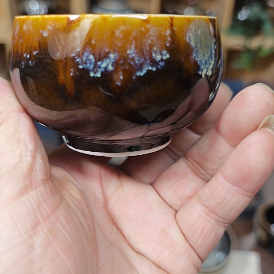 天然老黑釉斗笠盏盏