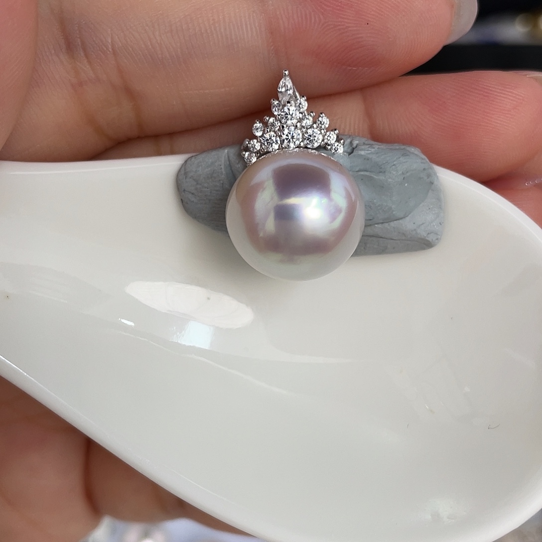 定制海水珍珠未镶嵌裸珠澳白13.9mm