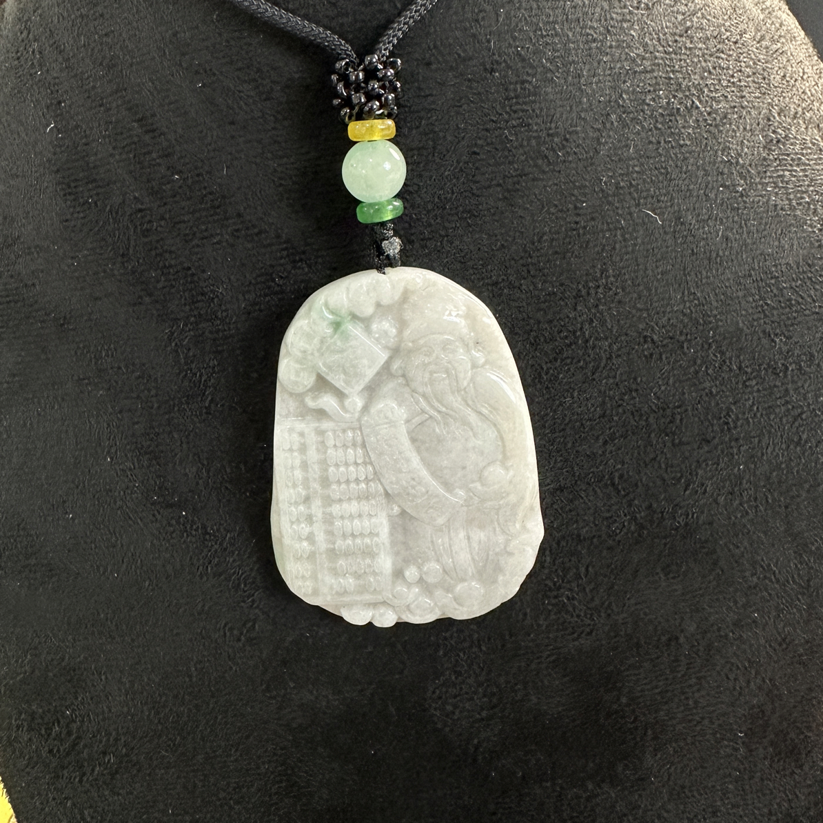 天然翡翠A货（算盘财神爷）男女款招财进宝玉石吊坠